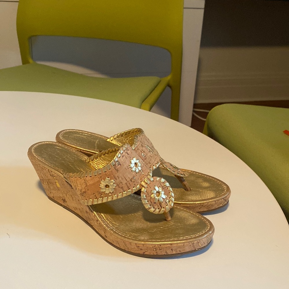 Jack Rogers heels size 8, cork and gold